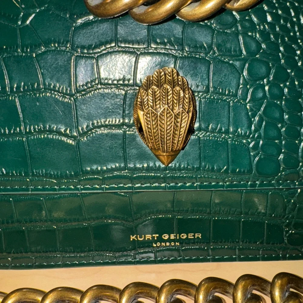 Kurt Geiger Green Croc-Embossed Crossbody Bag - Picture 3 of 9